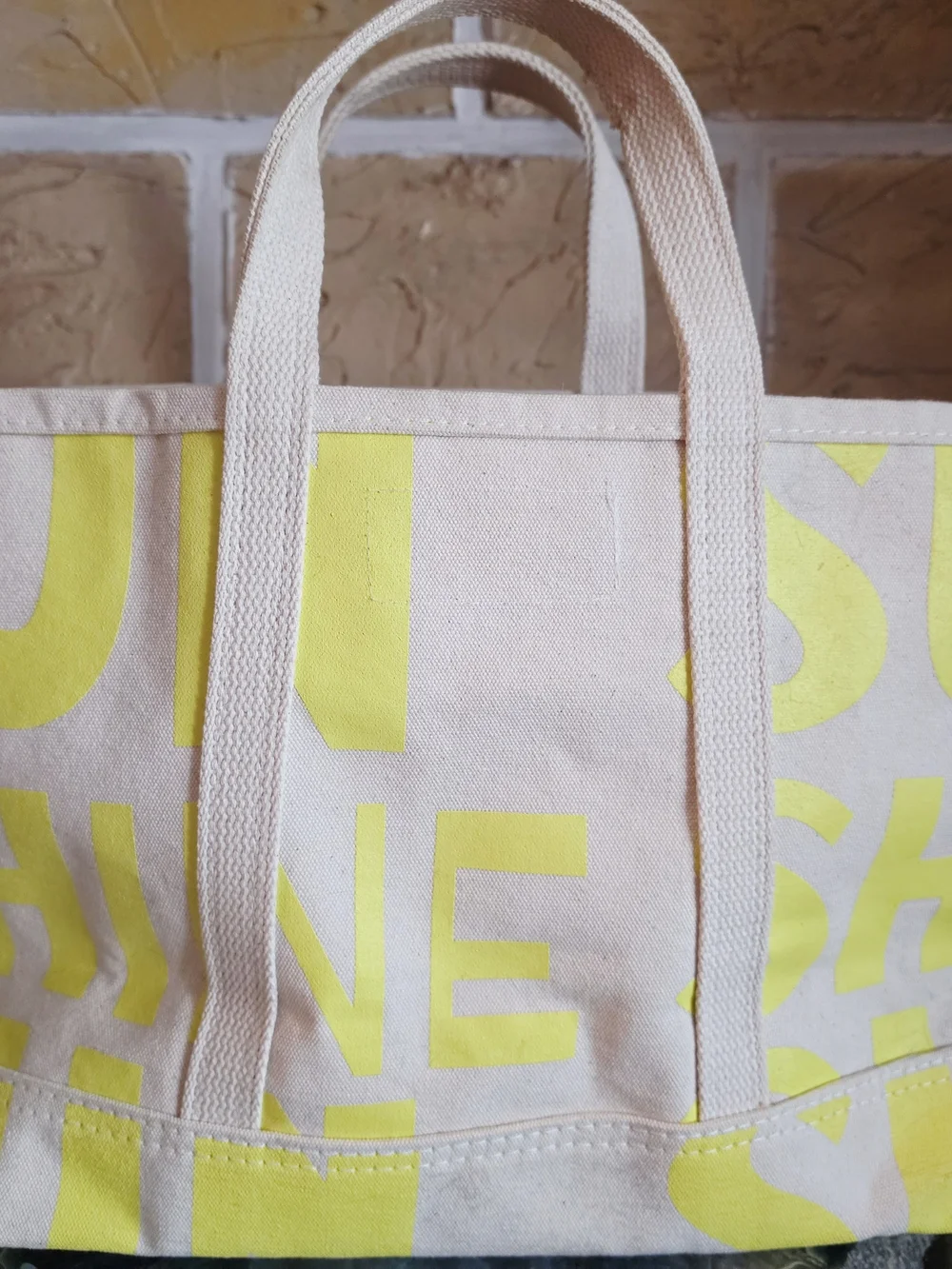 Kerri Rosenthal  Large Canvas Tote with Yellow Heart Accent And Canvas Hat